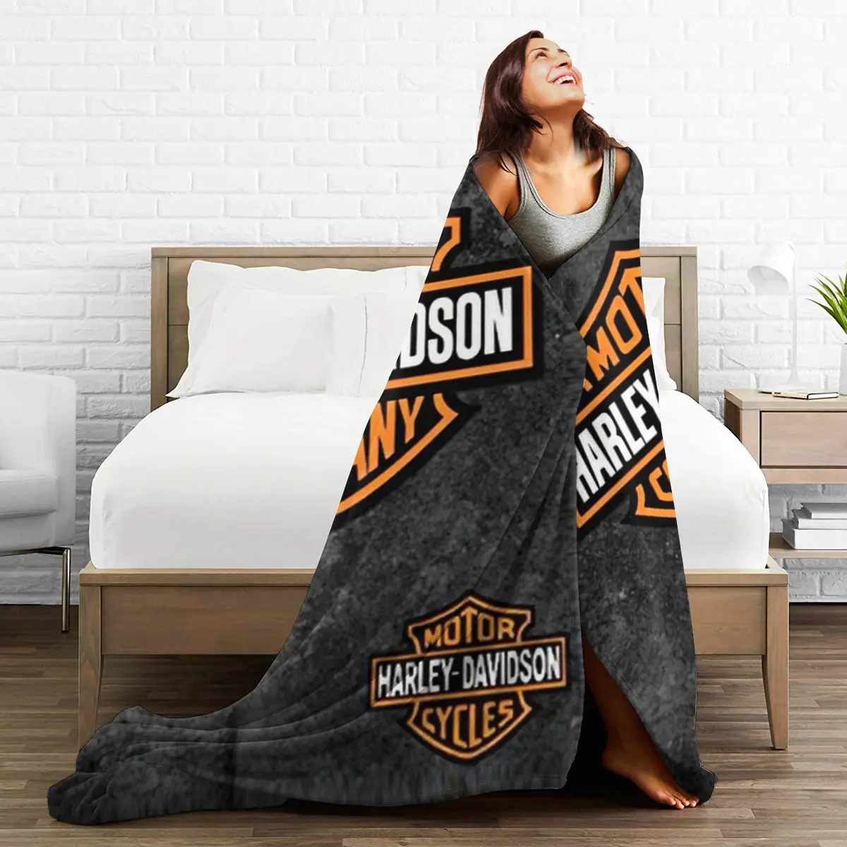

Harley--Davidson 3DCartoon Blanket Warm Super Soft Flannel Office Nap Bedspread Sofa Bedding plaid colchas para cama 348647360