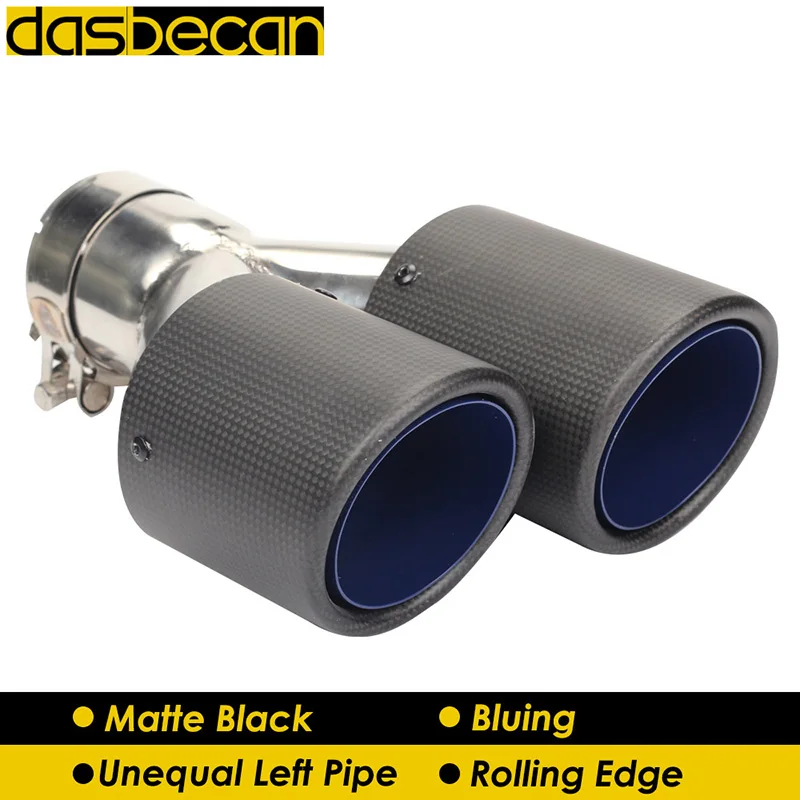 

Dasbecan Y Dual Unequal Left Rear Exhaust Pipe Universal Stainless Steel Tail Muffler Matte 3k Carbon End Tips Car Styling Parts