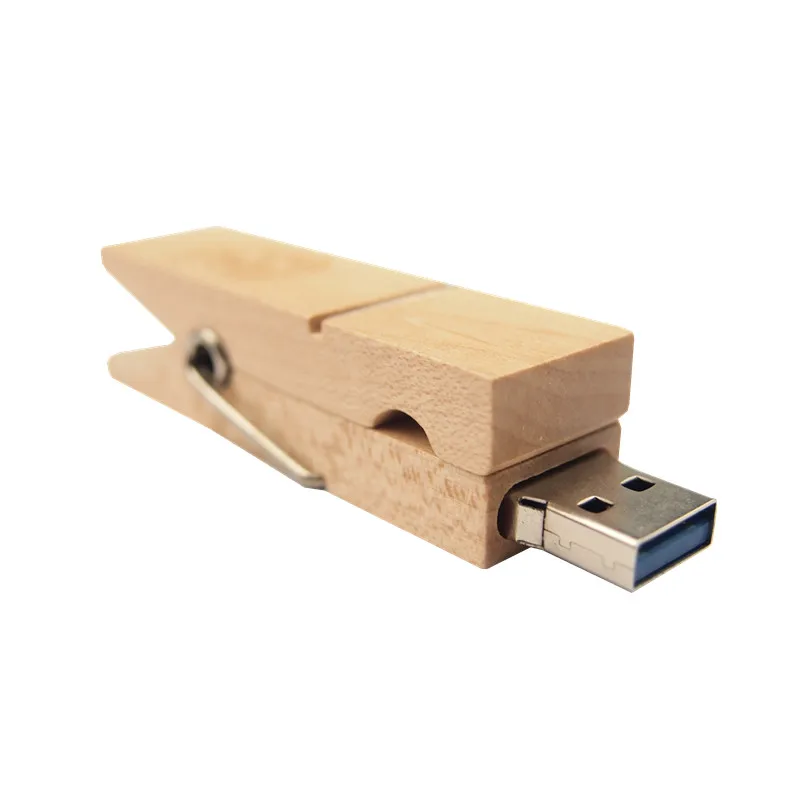 Креативный стиль USB флэш-накопитель с деревянным зажимом 3,0 8GB 16GB 32GB Pendrive 64GB Memory Stick фотография подарок(более 10 шт бесплатный логотип - Цвет: maple usb 3.0