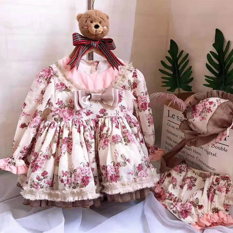 3 шт., детское платье с длинным рукавом и цветочным принтом от AliExpress RU&CIS NEW