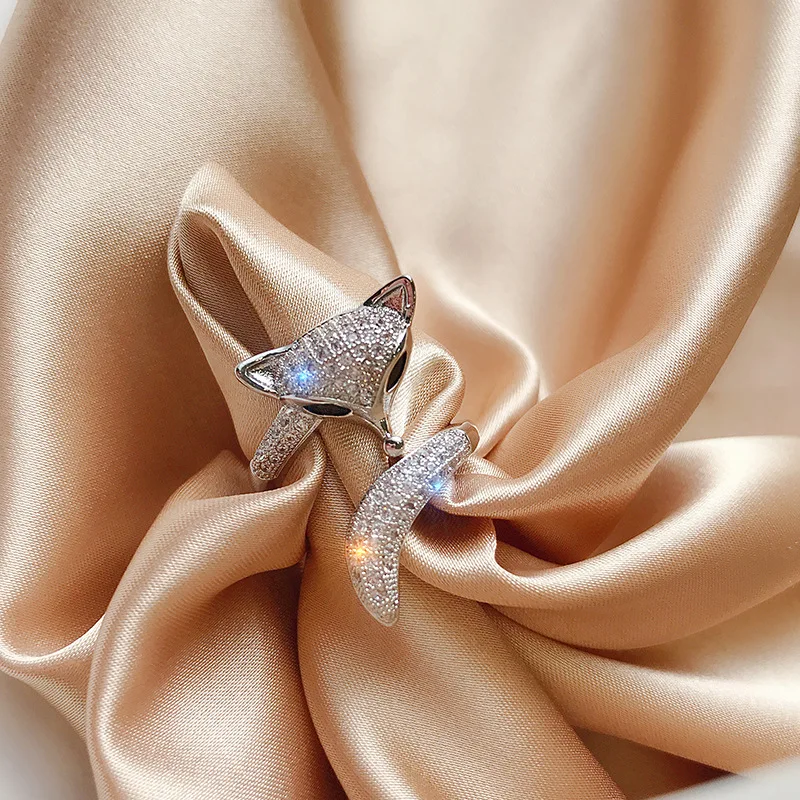 Милое женское маленькое кольцо с лисой животное Настоящее 925 пробы Серебряное