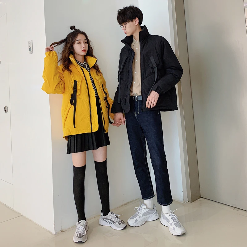 Хипстерская Мужская Зимняя парка пальто с вышивкой мужская пуховая куртка со стоячим воротником теплое в