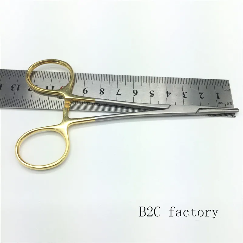 

New Hemostatic Forceps Stainless Steel Surgical Instrument 12.5/14 CM Hemostat Gold Handle