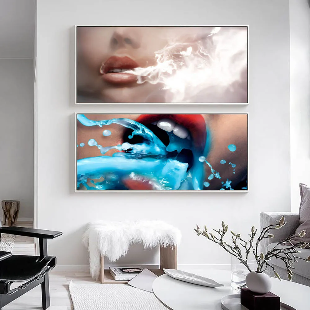 

Figure oil painting model mist sexy lips art canvas drawing living room corridor office home decoration mural