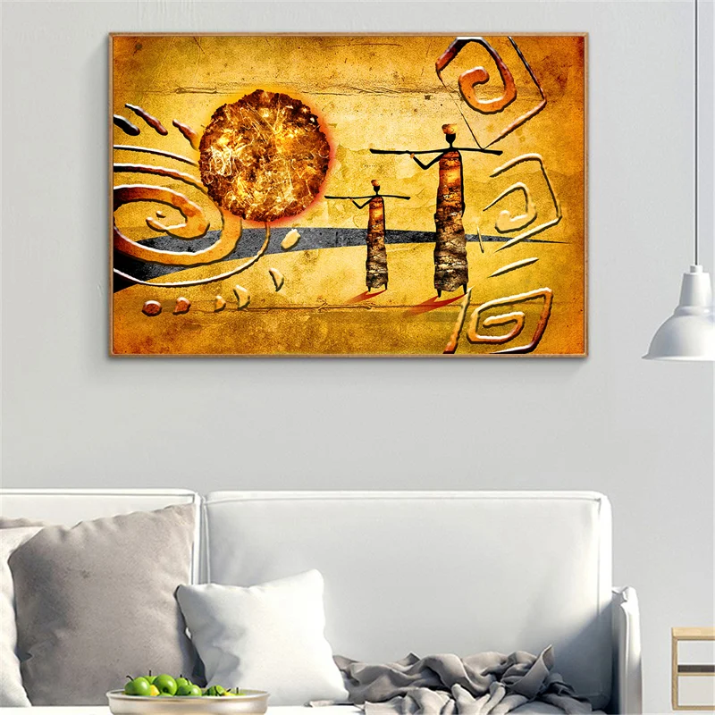 

Abstract African Women Canvas Paintings on The Wall Poster and Print Modern Wall Art Picture Living Room Classical Decoration