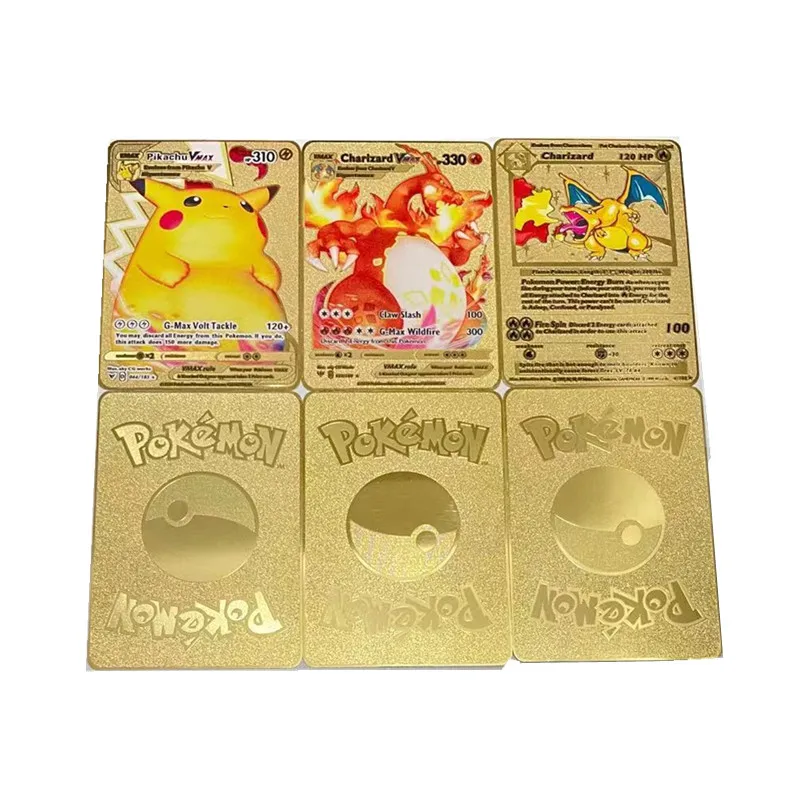 

10 Styles New English Version Pokemon Golden Card Charizard Pikachu VMAX Card Battle Carte Trading Game Collection Toy