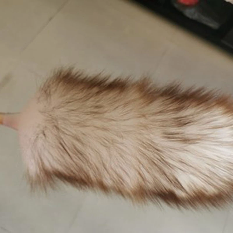 

Lambs Wool Duster with Solid Wooden Handle Leather Hang Feather Duster for Household Cleaning Sweeping Ash