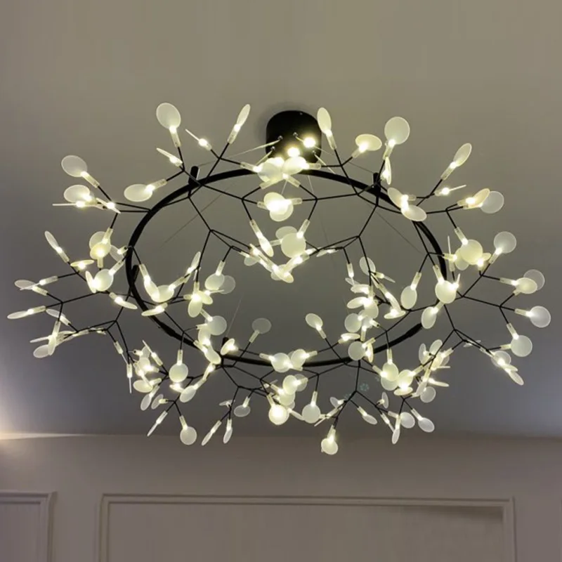 Современный светодиодный подвесной светильник в виде ветки дерева круглый