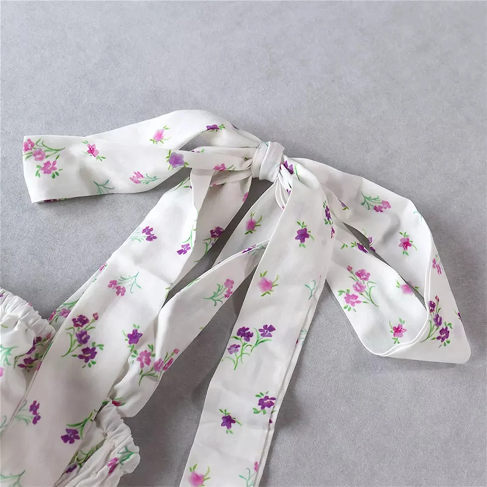 

Floral Print Women Mini Dress Bow Tie Shoulder A-line Female Sexy Spaghetti Strap Ruched Dresses Backless Stylish Lady Vestidos