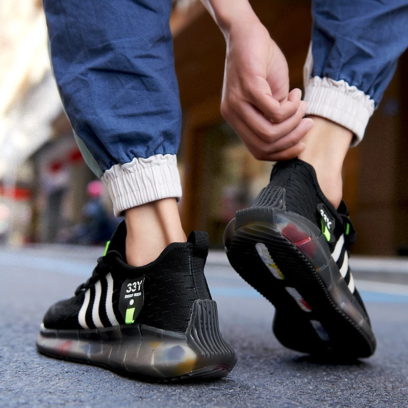 

Shoes Men Running Jogging Comfortable Tpu Popcorn Bottom Flying Woven Sports Male Sneakers Fashion Walking Non-Slip Zapatillas