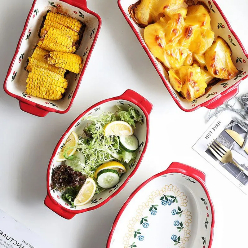 Тарелка для выпечки с красной вишней керамические обеденные блюда европейская