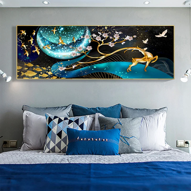 QIANZEHUI алмазная вышивка Круглый Алмазный Олень в Луне полная стразы живопись