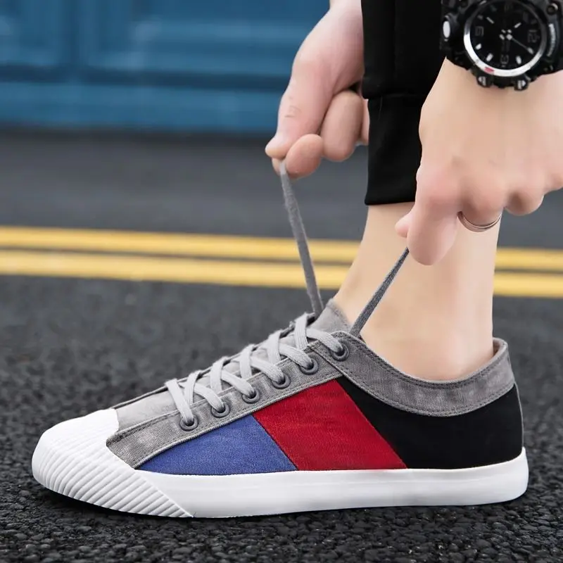 Британский стиль модные мужские парусиновые теннисные туфли US10.5 военно-морской