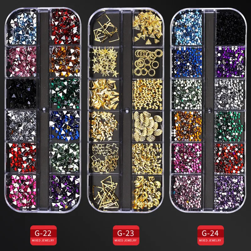 1 коробка Стразы для ногтей 3D кристалл AB стеклянные камни смешанные цвета сделай