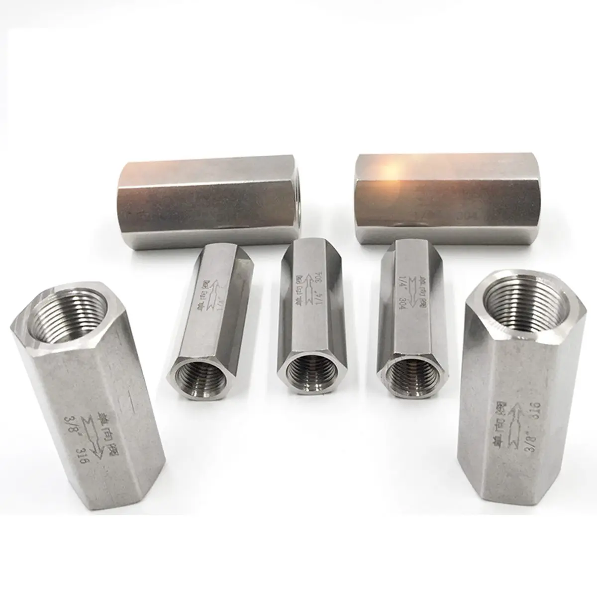 Односторонний невозвратный пружинный клапан 1/8 дюйма 1/4 3/8 1/2 3/4 BSP мама 304/316 из