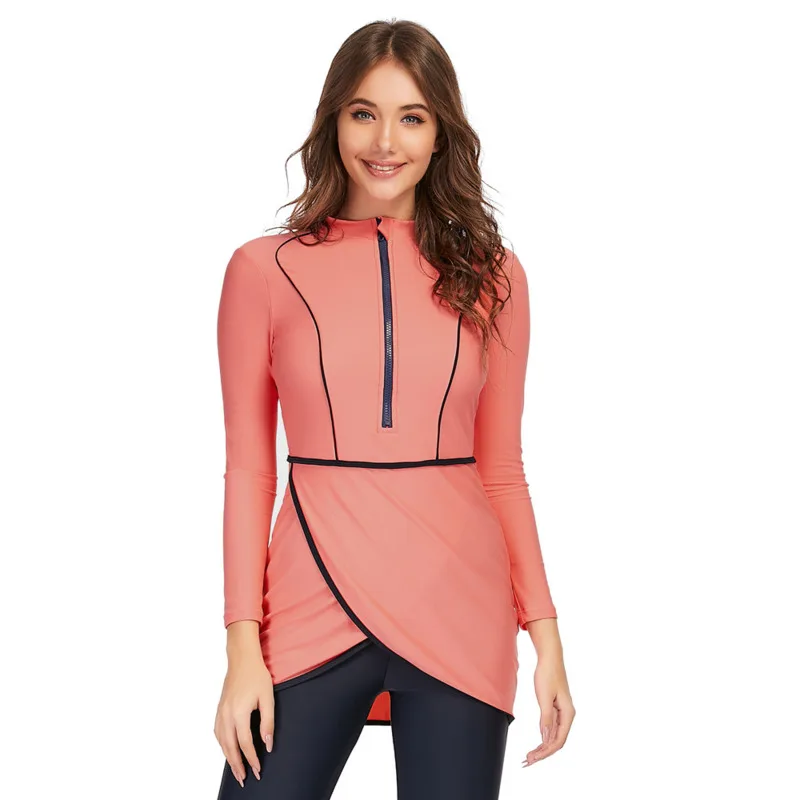 

Розовый купальный костюм для Буркини, мусульманский Модный Купальник, женский купальник с длинным рукавом, одежда для плавания в арабском, ...