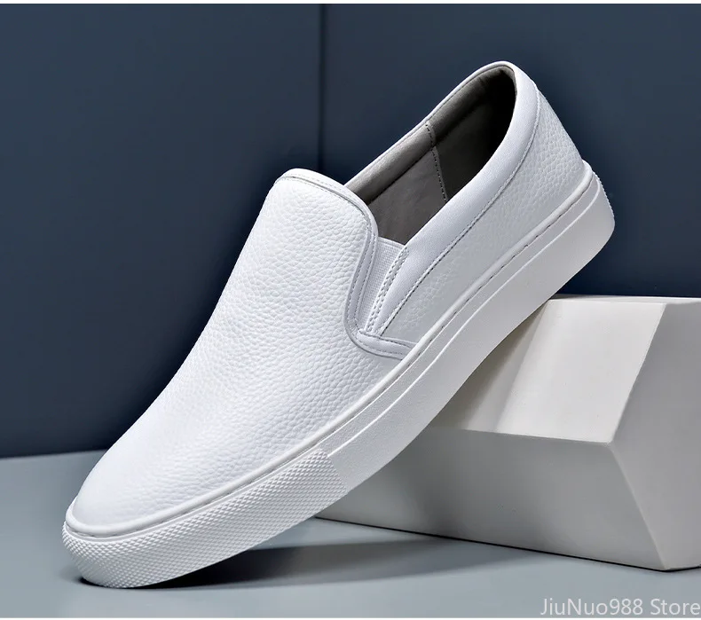 

New High End Men Genuine Leather Casual Shoes Fashion Concise Cool Slip-on Loafers Man Flat Leather Shoes