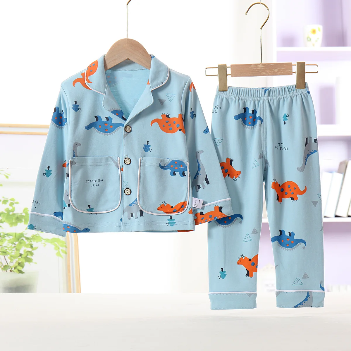 

Children's Home Service Spring And Autumn Models Of Men And Women Middle And Small Children's Cotton Cartoon Cardigan Pajamas Co