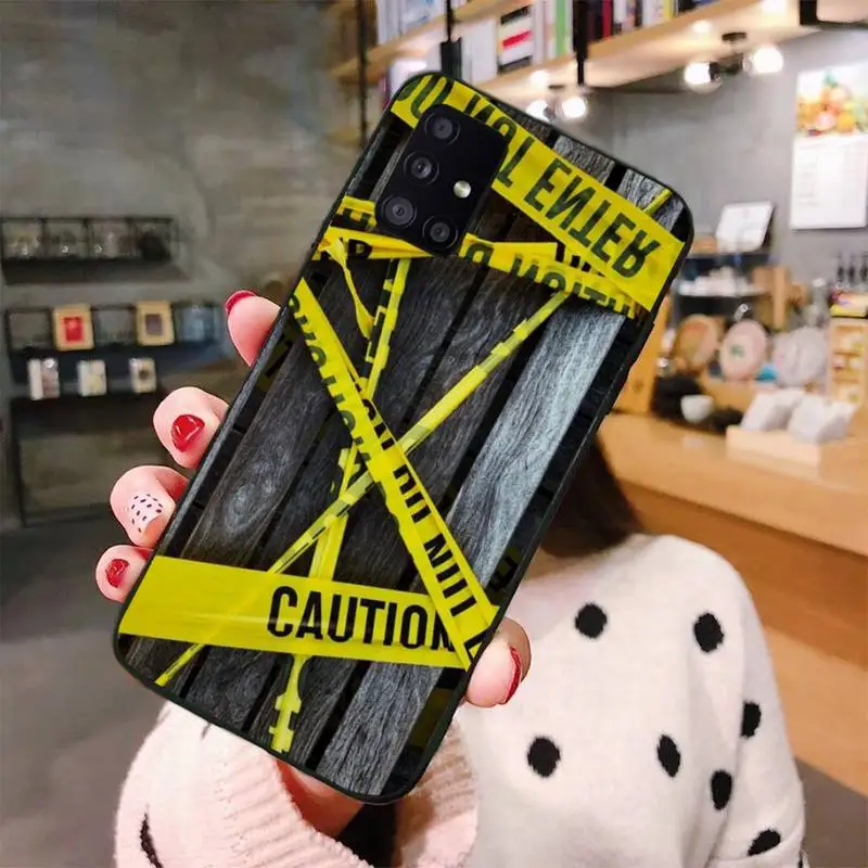 

Yellow Warning Caution Phone Case For Samsung S6 S7 edge S8 S9 S10 e plus A10 A50 A70 note8 J7 2017