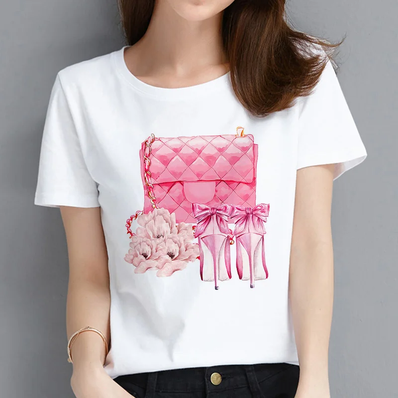 Новая мода для отдыха Милая женская сумка с принтом духов футболка женщин Harajuku
