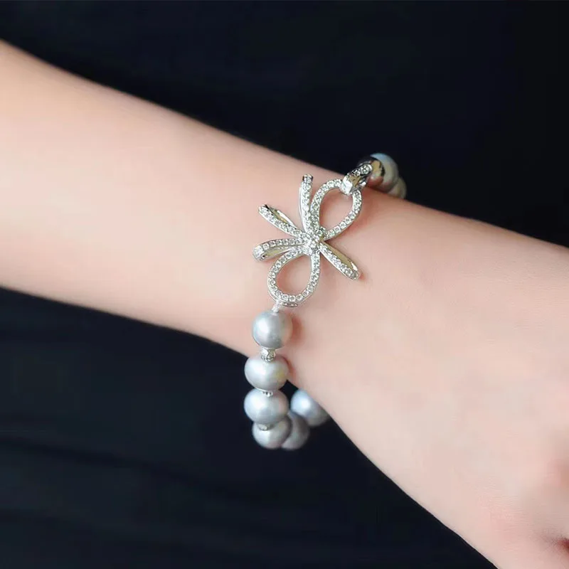 Бесплатная доставка гарнитур ювелирных украшений из природного 9-10 мм серый