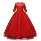 Кружевное платье с цветочным узором для девочек, детские платья с вышивкой для свадебной церемонии, бальное платье для первого причастия, От 6 до 14 лет