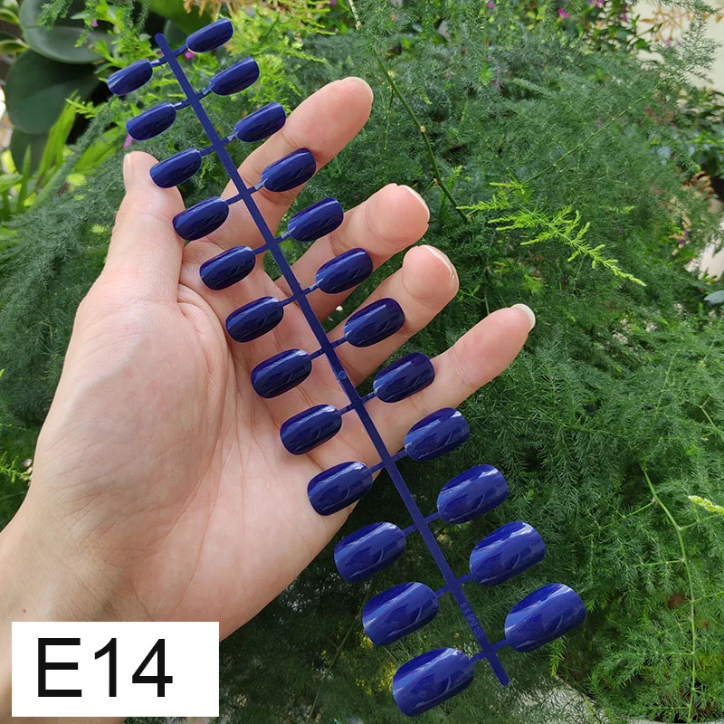 E14 X 5PCs 18 смешанных цветов короткие круглые кончики для Ногтей Полное покрытие накладные кончики для Ногтей пресс на поддельные ногти яркие цвета - Цвет: E14 X 5PCs