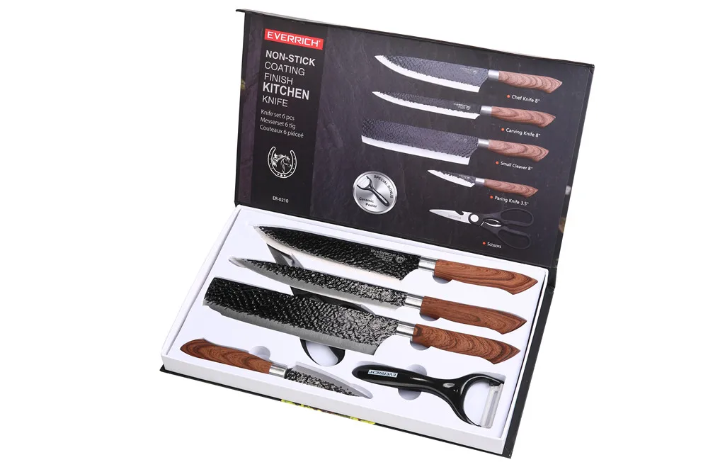 Набор кухонных ножей для шеф повара набор из нержавеющей стали резки нарезки 6