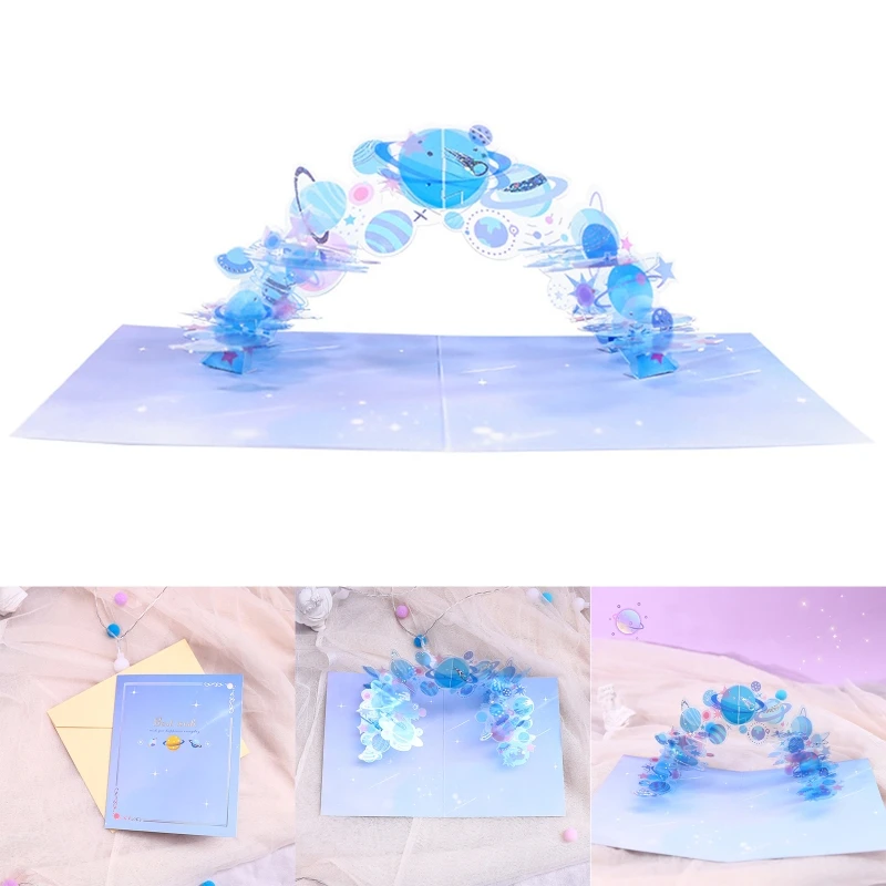 3D выдвижные рождественские поздравительные открытки с кристаллами планеты на день рождения приглашения