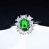 classic women ring 925 silver jewelry with emerald zircon gemstone adjustable finger rings wedding party promise gift ornaments