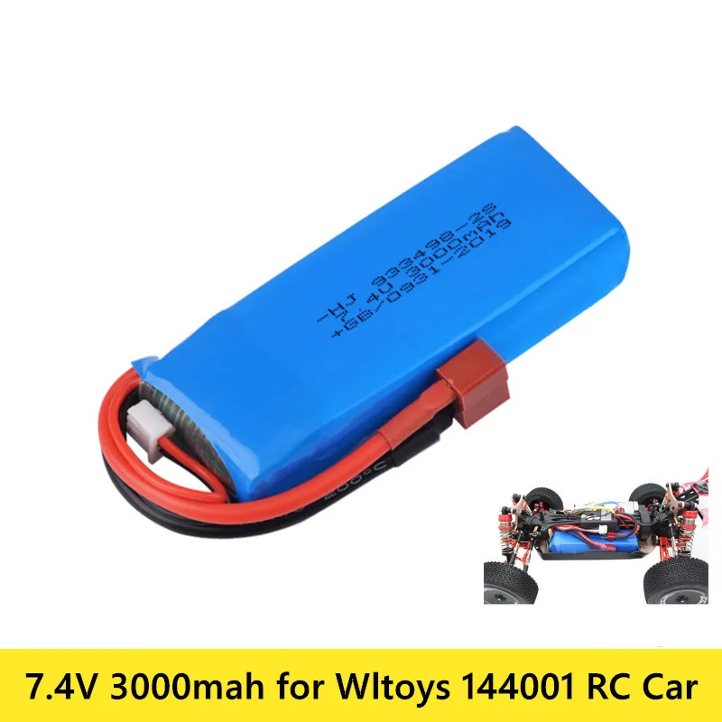 2S литий полимерная батарея 7 4 в 3000 мАч T разъем баланса для Wltoys 144001 RC пульт