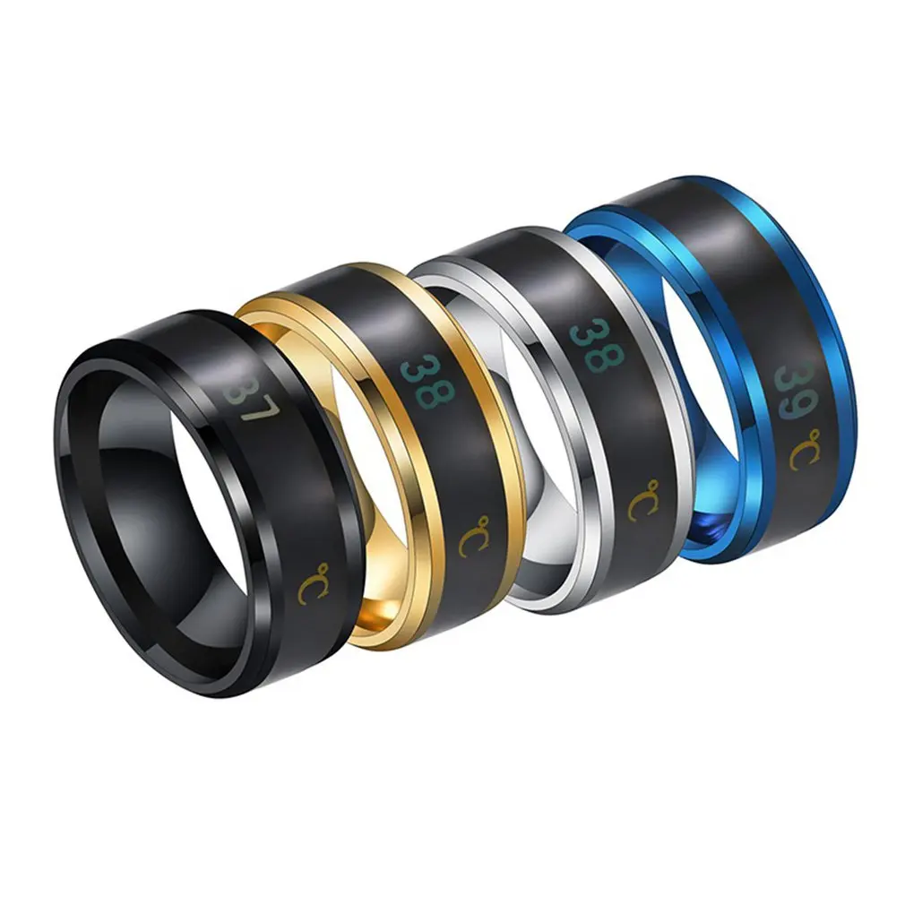 

Multifunctional Waterproof Intelligent Smart Temperature Couple Ring Titanium Steel Finger Jewelry Fingertip Temperature Sense