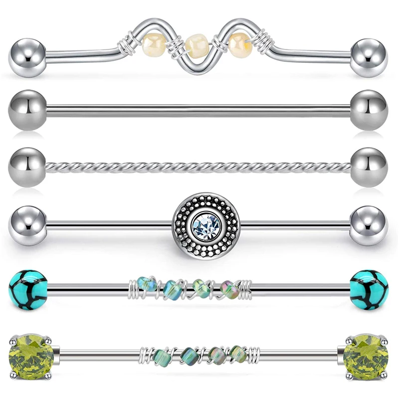 Промышленные серьги-штанги из нержавеющей стали 14 г 6 шт./компл. ювелирные изделия