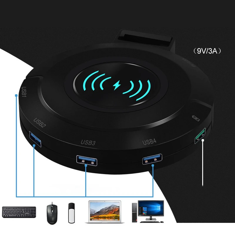 

Headphone Holder, Wireless Charging Usb Hook Desktop Gaming Headset Holder Can Be Used As a Data Transmitter