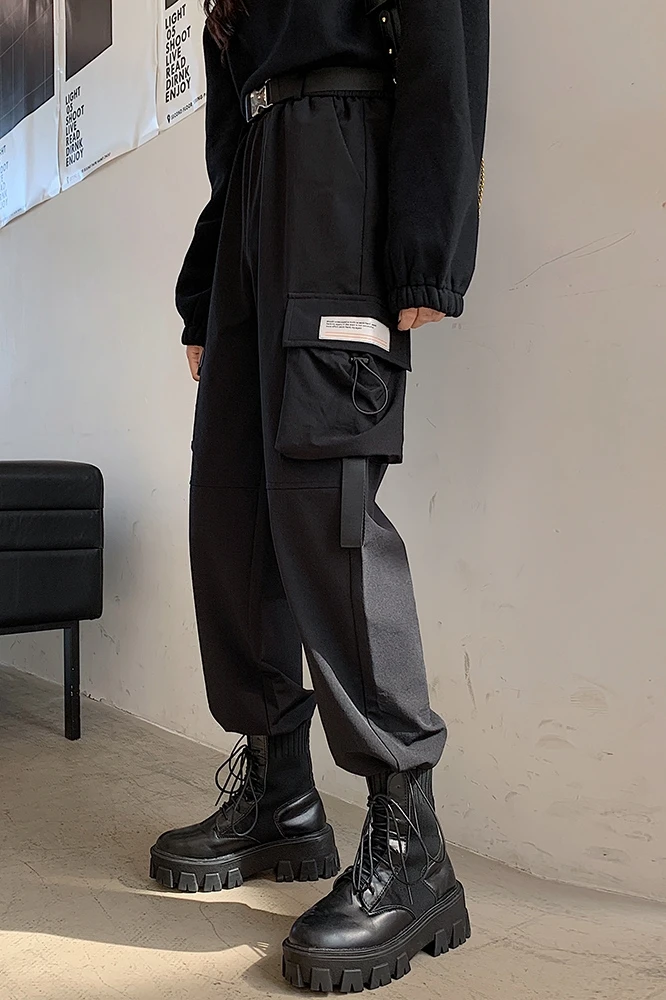 

2020 Spring Korean Vintage Casual Harem Pants Loose Pocket Student High Waist Pants Sweatpants Women Safari Style Trousers