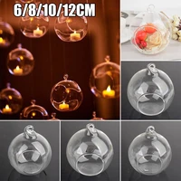 681012cm clear glass round hanging candle tea light holder candlestick home globe shape glass candlestick tea light holder
