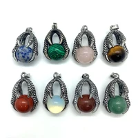 exquisite natural stone hug ball charm crystal rainbow stone pendant for diy fashion jewelry making necklace bracelet 30x35mm