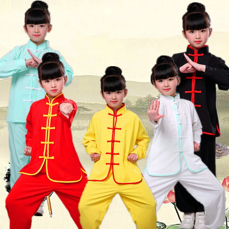 USHINE 100-180 см Taichi Униформа хлопок 6 цветов Высокое качество Wushu kungfu одежда для детей