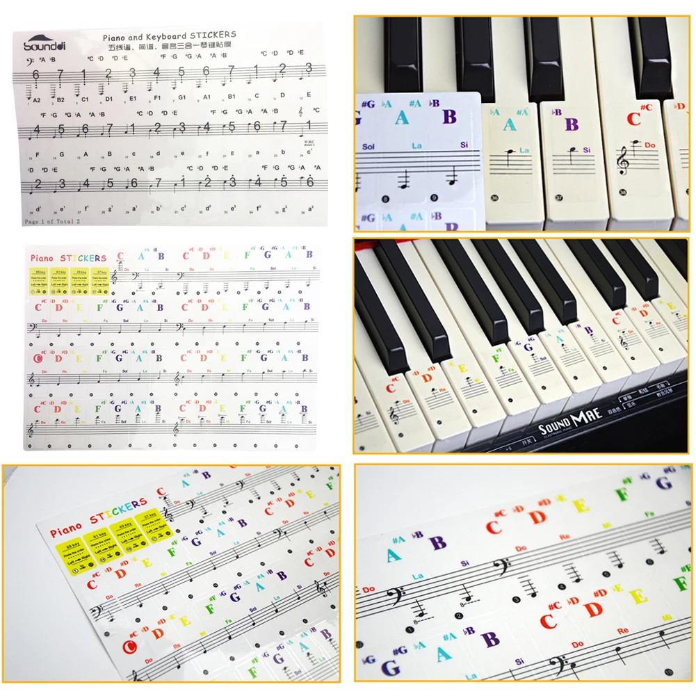 Универсальная прозрачная наклейка для клавиатуры в форме рояля наклейки заметок
