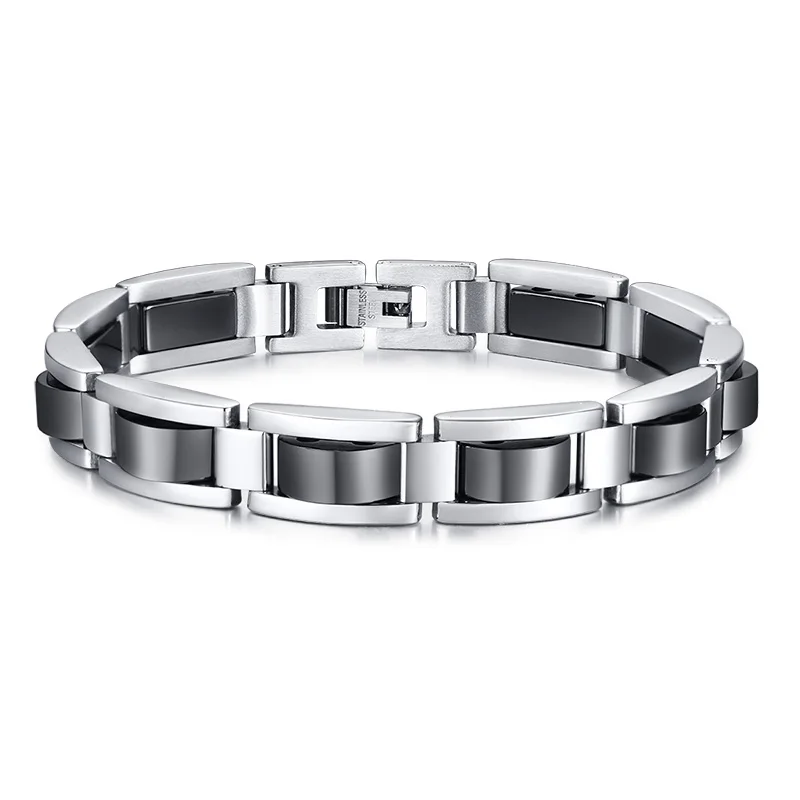 Изысканный черный галлстоун из нержавеющей стали простой модный браслет для