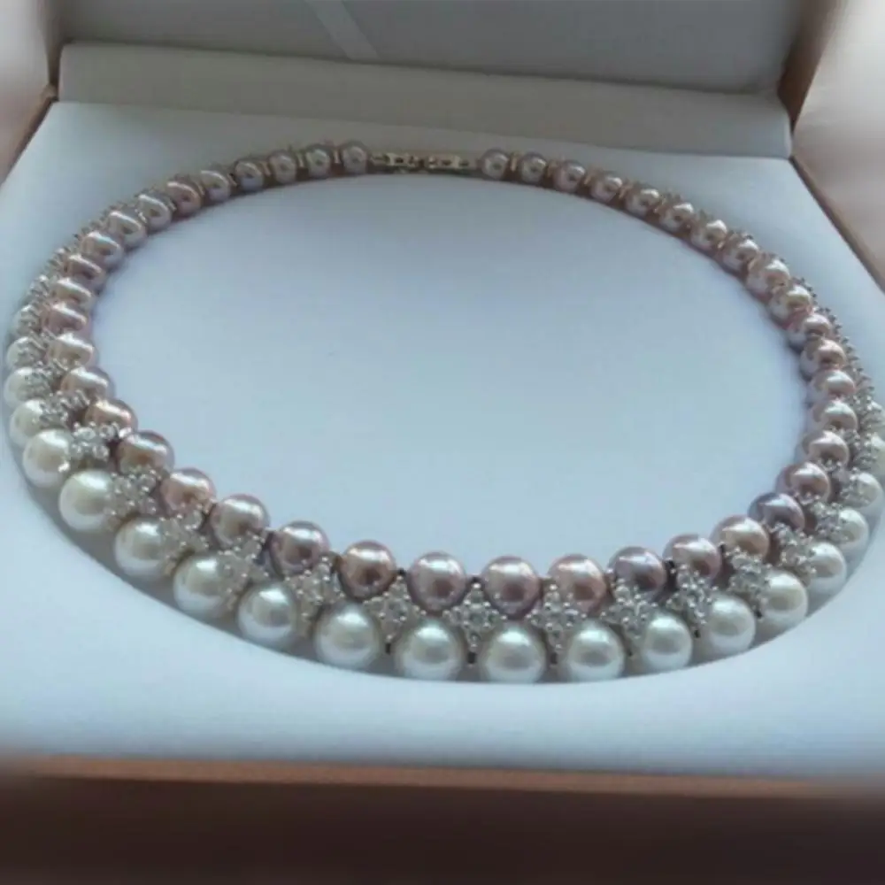 

Двойная Мода Светильник freshwaterpearl ожерелье из натуральной 925 серебряные серьги специальное AA CZ Циркон P