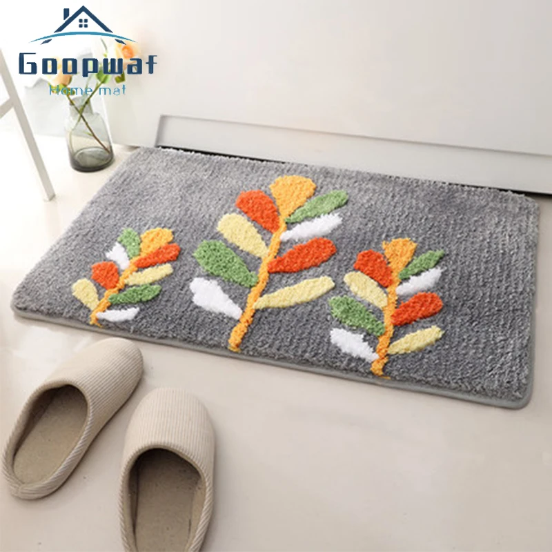 

New Cartoon Plant Door Mat Flocking Water Absorbent Non-slip Door Mat Tree Household Floor Mat Bedroom Bedroom Toilet Door Mat