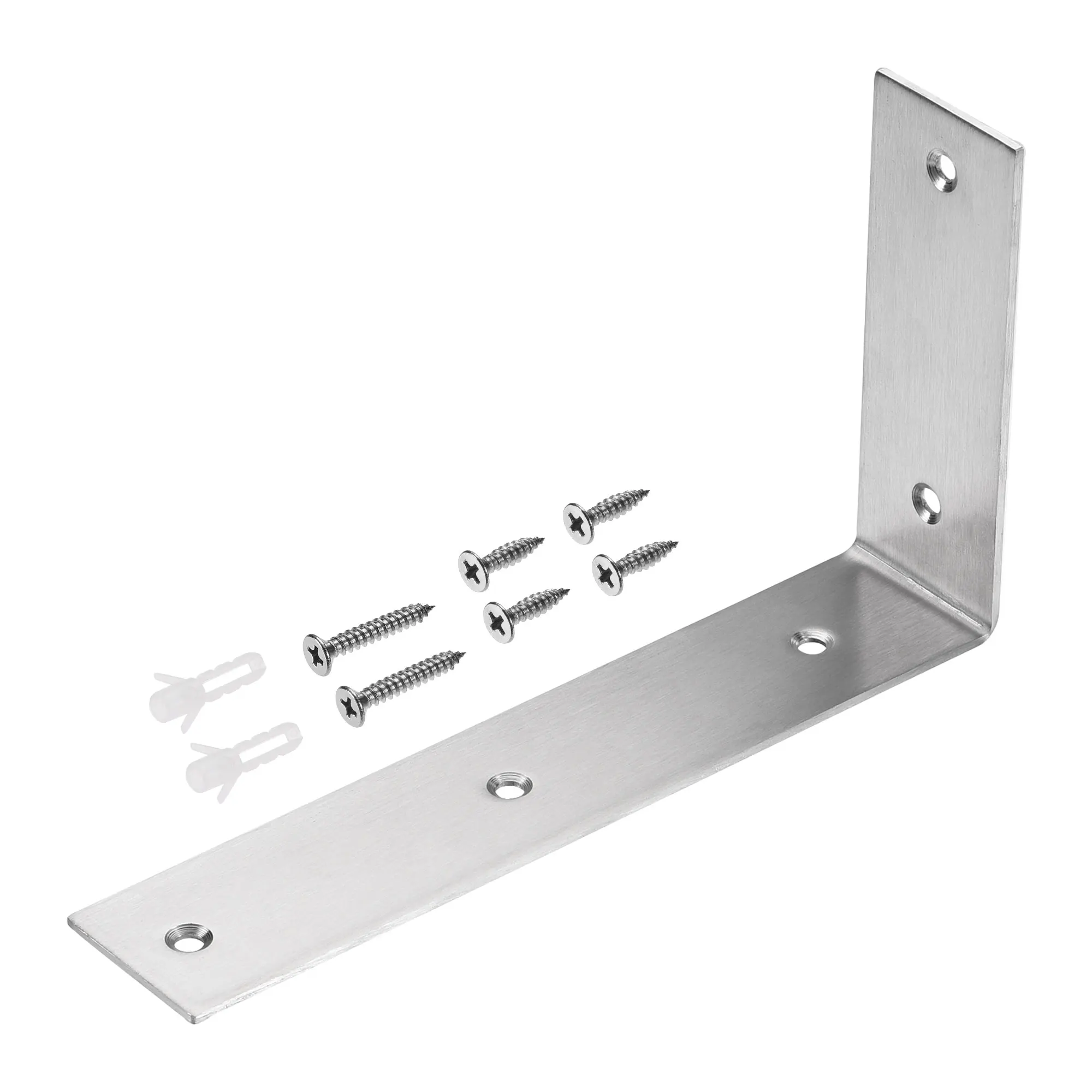 

Uxcell L Shape Shelf Bracket, 220mm x 125mm Stainless Steel Joint Right Angle Corner Support for Shelves Table Silver Tone