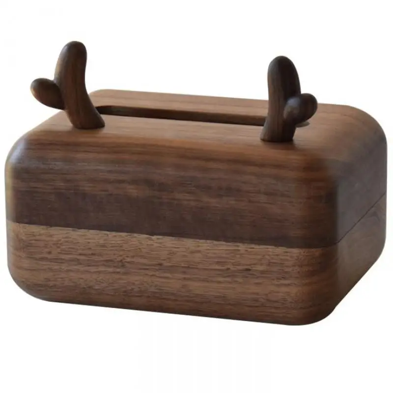 Коробка для салфеток [mu] ручные рога резьбы + полностью деревянная коробка супер