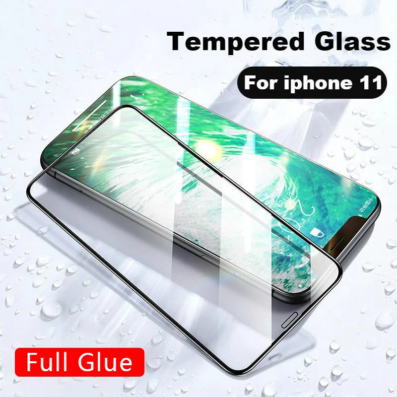 Чехол для apple iphone 11 полное покрытие закаленное стекло защита экрана на i phone i11