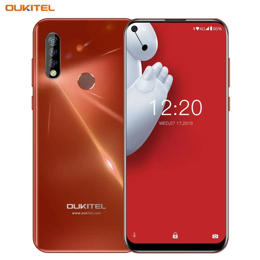 Red OUKITEL C17 Pro 6,35 ''Android 9,0 19:9 MT6763 4 Гб 64 Гб Смартфон Face ID Octa Core 3900 мАч Тройная камера 4G мобильный телефон - Цвет: Red