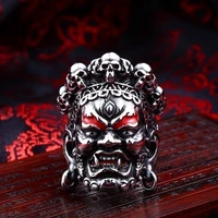 tibetan buddhism yamantaka rings for men emo punk fashion personality charm finger jewelry accessories religious party anillos