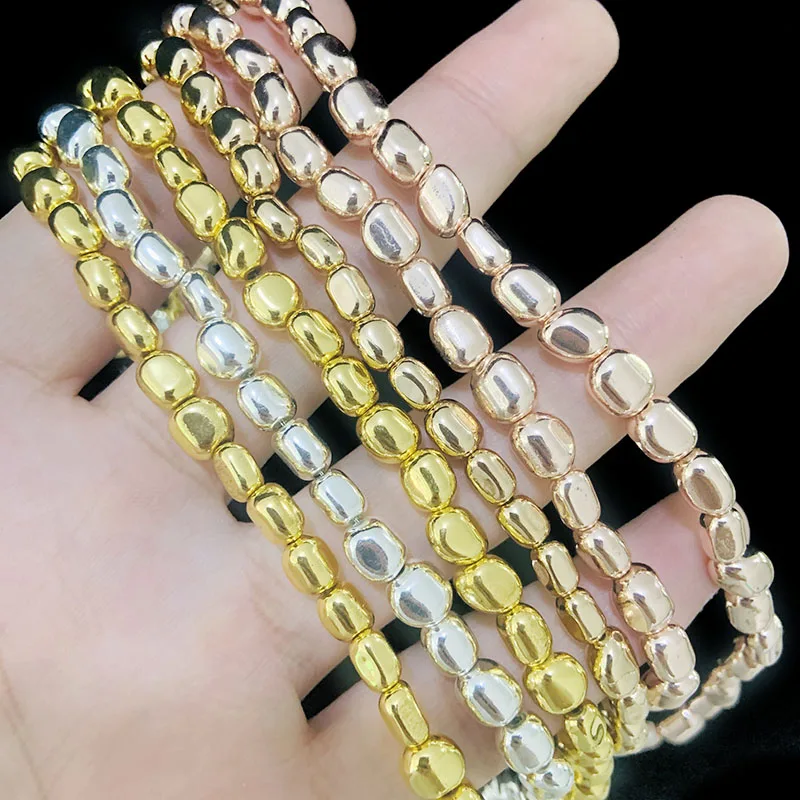 

RBFHYER Irregular Shape Gold Silvers Natural Hematite Stone loose Beads For Jewelry Bracelet Making Accessories Wholesale DIY