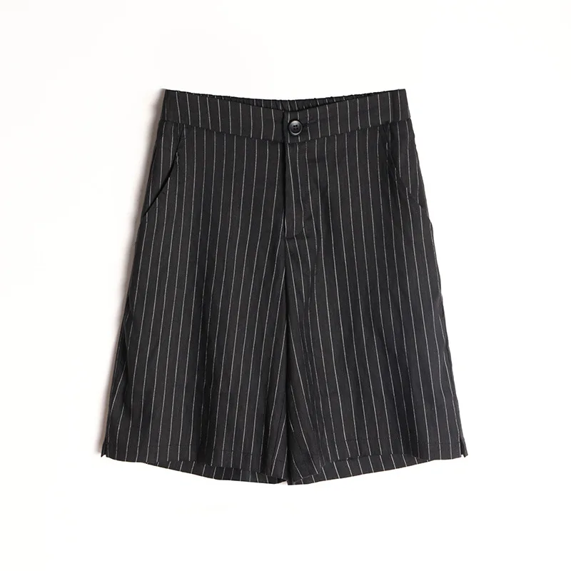 

2021 New Summer Womens Shorts Fashion Korean Striped Wide Leg Female Shorts Casual Linen Loose Fit Bermudas Feminina Plus Size