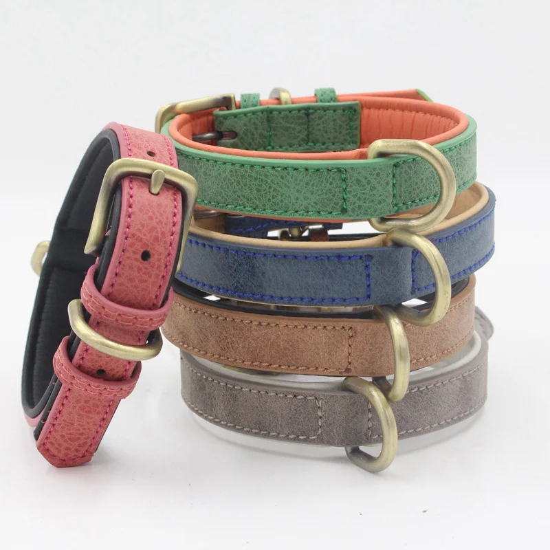 

1PC Pet Dog Collars adjustable Soft Retro Leather Dog Collar For Small Medium Large Dogs Bulldog Correa Perro Pet Supplies